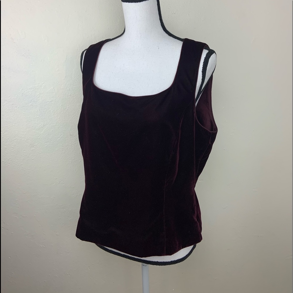 ann taylor loft top velvet scoop no sleeves sz 14